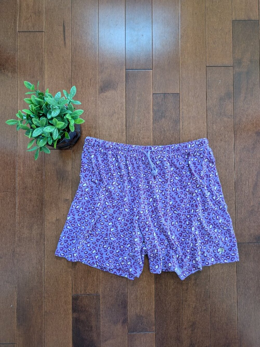 Y2K PURPLE LEOPARD PRINT VINTAGE SWEATSHORTS